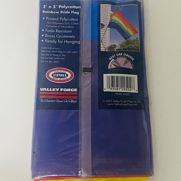 Valley Forge Flag Co. 3 X 5' Rainbow Pride Flag | Printed Polycotton LGBQT New - Picture 2 of 2